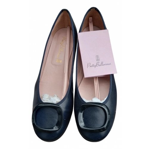 Pre-owned Pretty Ballerinas Leather Heels In Navy