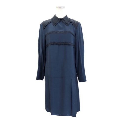 Pre-owned Miu Miu Silk Mid-length Dress In Blue