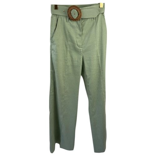 Pre-owned Zimmermann Linen Trousers In Green