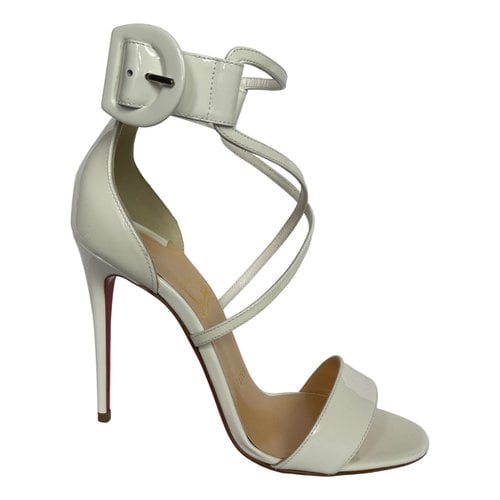 Pre-owned Christian Louboutin Patent Leather Sandal In White