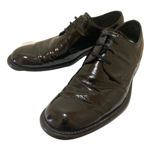 Pre-owned Kenneth Cole Patent Leather Lace Ups In Black