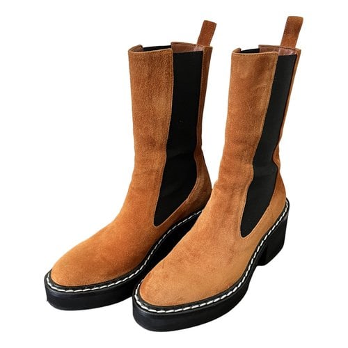 Pre-owned Khaite Ankle Boots In Camel