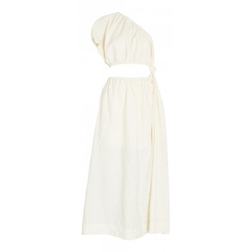 Pre-owned Farm Rio Linen Maxi Dress In White