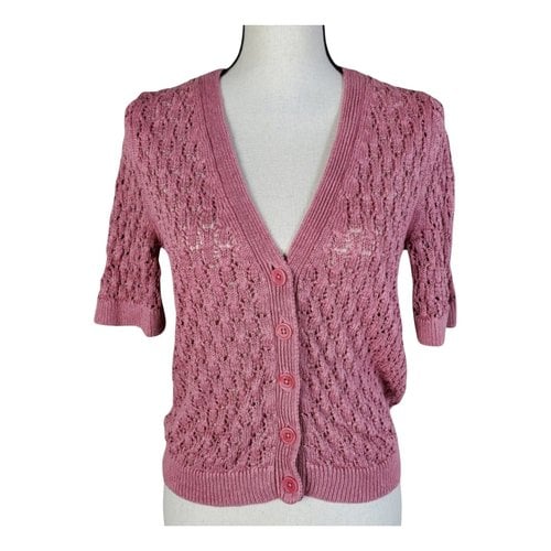 Pre-owned Reformation Linen Cardigan In Pink