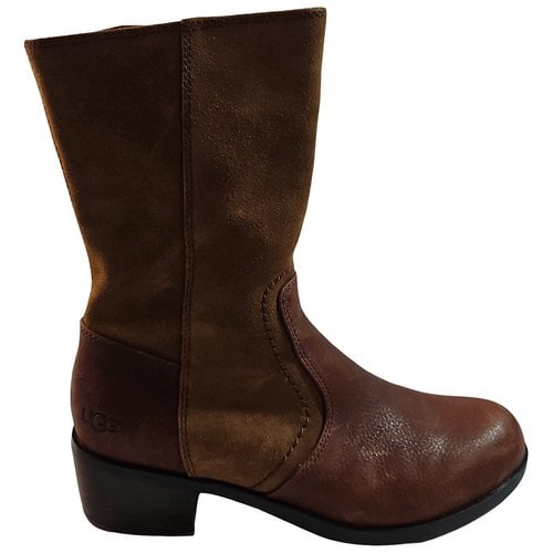 Pre-owned Ugg Leather Ankle Boots In Brown