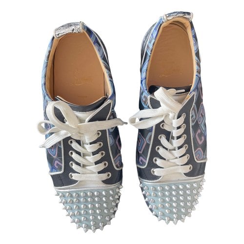 Pre-owned Christian Louboutin Cloth Low Trainers In Silver