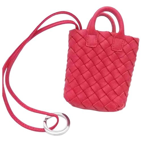 Pre-owned Bottega Veneta Leather Bag Charm In Red