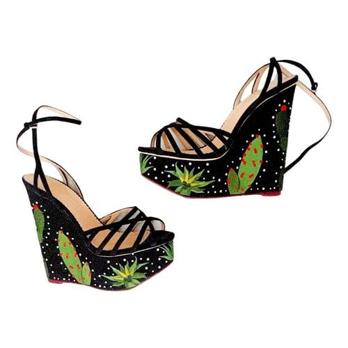 Pre-owned Charlotte Olympia Cloth Sandal In Black