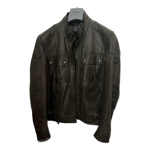 Pre-owned Belstaff Leather Jacket In Anthracite