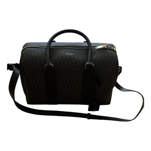 Pre-owned Saint Laurent Monogram Cabas Leather Crossbody Bag In Brown