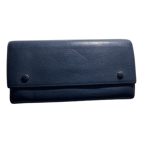 Pre-owned Celine Leather Wallet In Navy