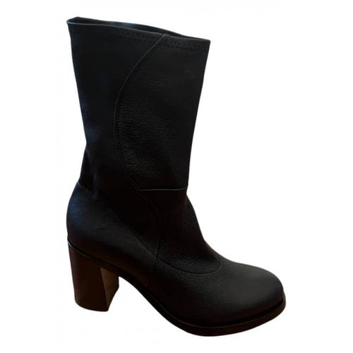Pre-owned Alberto Fasciani Leather Ankle Boots In Black