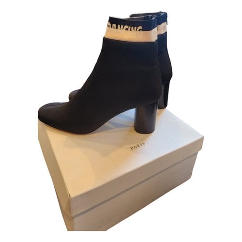 Pre-owned Sandro Vegan Leather Ankle Boots In Black
