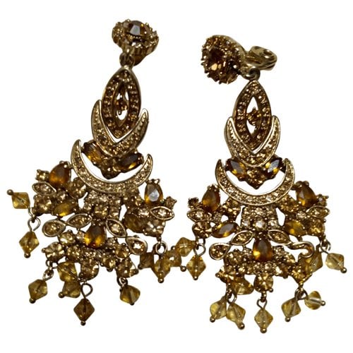 Pre-owned Macy's Crystal Earrings In Gold
