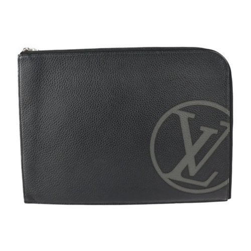 Pre-owned Louis Vuitton Porte Documents Jour Leather Satchel In Black