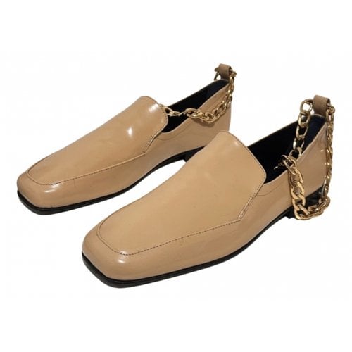 Pre-owned By Far Leather Flats In Beige