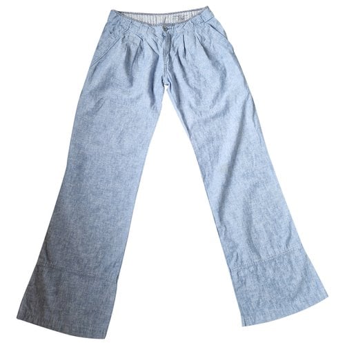 Pre-owned Replay Linen Trousers In Blue