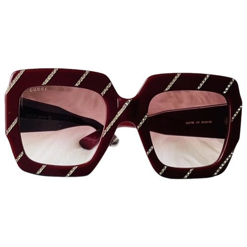 Pre-owned Gucci Oversized Sunglasses In Burgundy