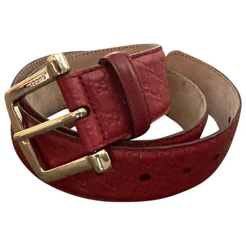 Pre-owned Gucci Leather Belt In Burgundy