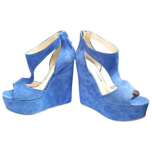 Pre-owned Aldo Castagna Leather Sandals In Blue
