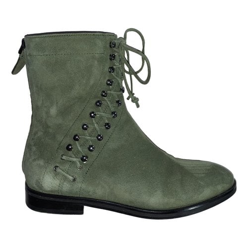 Pre-owned Alaïa Lace Up Boots In Green