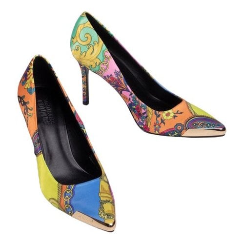 Pre-owned Versace Cloth Heels In Multicolour