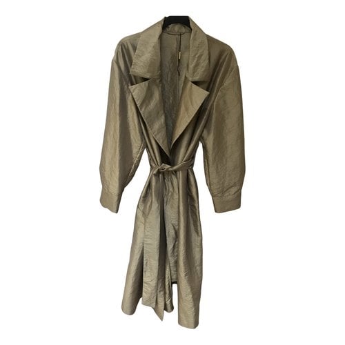 Pre-owned Massimo Dutti Trench Coat In Gold