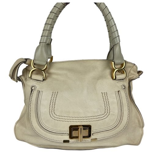 Pre-owned Chloé Marcie Leather Satchel In White
