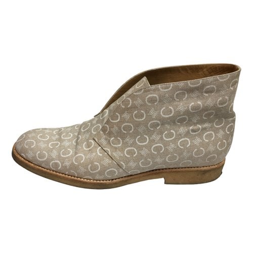 Pre-owned Celine Cloth Ankle Boots In Beige