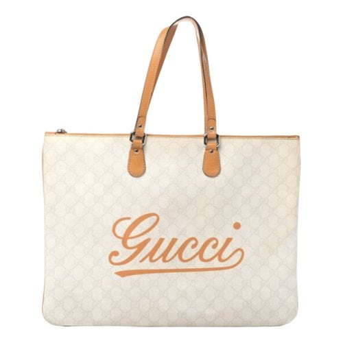 Pre-owned Gucci Ophidia Shopping Cloth Tote In Yellow
