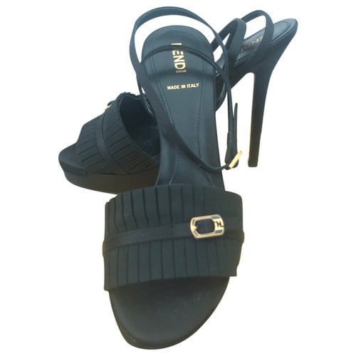 Pre-owned Fendi Cloth Sandal In Black