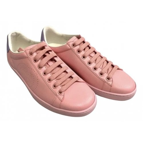 Pre-owned Gucci Leather Trainers In Pink