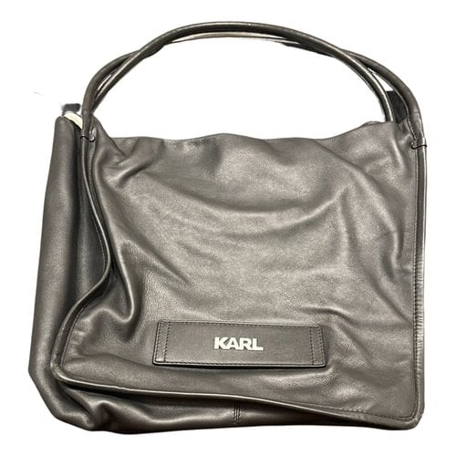 Pre-owned Karl Lagerfeld Leather Tote In Black