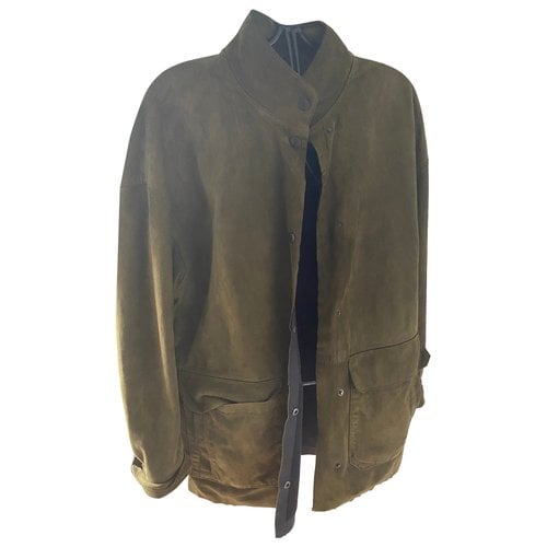 Pre-owned Closed Leather Vest In Khaki