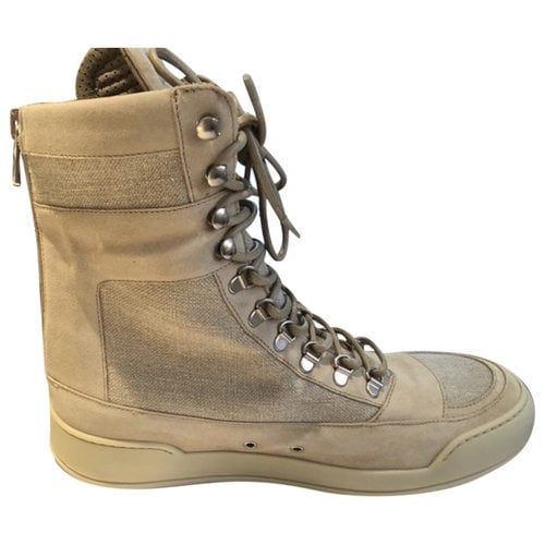 Pre-owned Balmain Cloth Boots In Beige