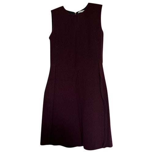 Pre-owned Victoria Beckham Wool Mid-length Dress In Burgundy