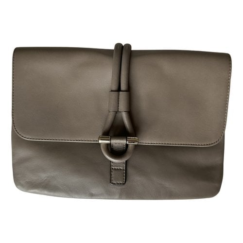 Pre-owned Tila March Leather Clutch Bag In Grey