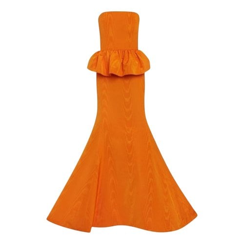 Pre-owned Oscar De La Renta Silk Maxi Dress In Orange