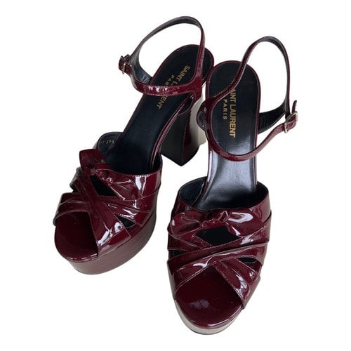 Pre-owned Saint Laurent Patent Leather Sandal In Burgundy