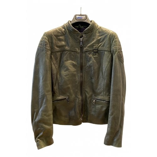 Pre-owned Blauer Leather Jacket In Green