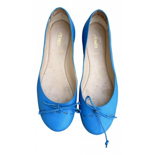 Pre-owned Fendi Leather Ballet Flats In Blue