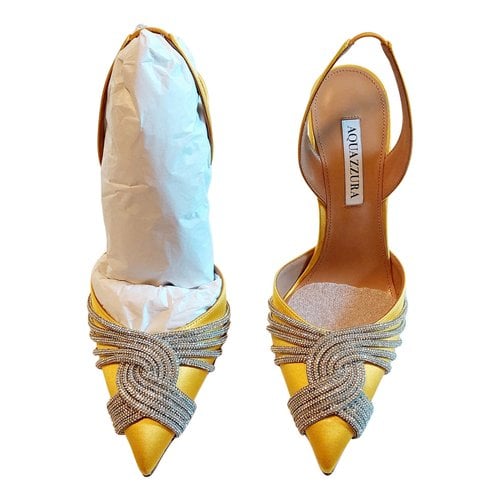 Pre-owned Aquazzura Leather Heels In Yellow