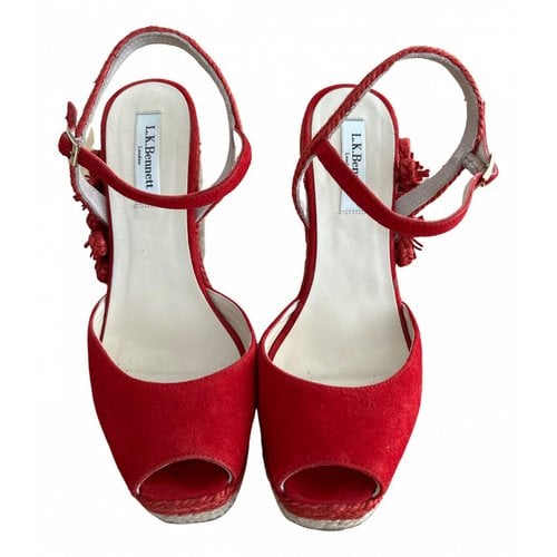 Pre-owned Lk Bennett Leather Espadrilles In Red