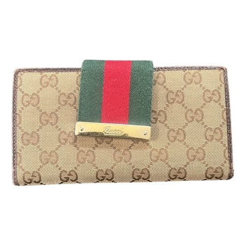 Pre-owned Gucci Continental Wallet In Beige