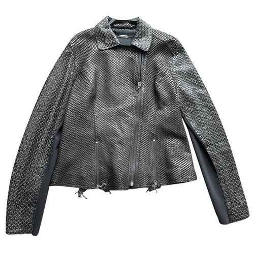 Pre-owned Elie Tahari Leather Jacket In Black