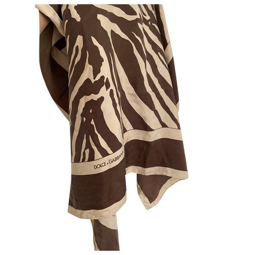 Pre-owned Dolce & Gabbana Silk Handkerchief In Brown