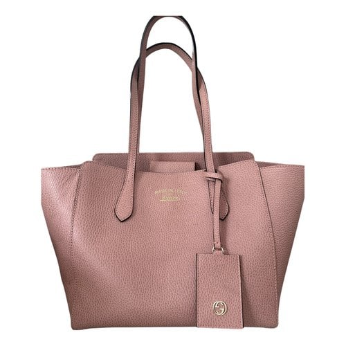 Pre-owned Gucci Swing Leather Tote In Pink