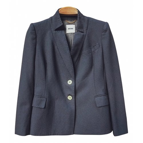 Pre-owned Moschino Wool Blazer In Navy