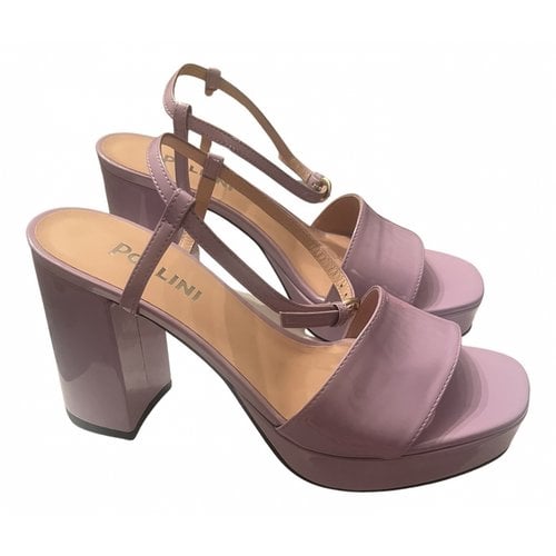 Pre-owned Pollini Patent Leather Sandals In Purple