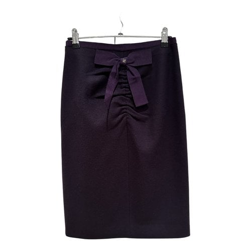 Pre-owned Carolina Herrera Wool Mid-length Skirt In Burgundy